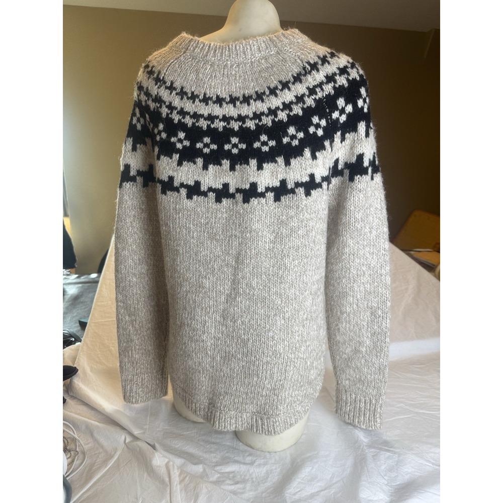 Madewell Fair Isle Nordic Sweater Medium Wool Alpaca Blend Oatmeal